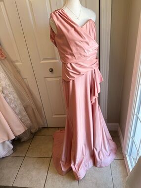 Dessy Collection One-Shoulder Desert Rose Evening Gown